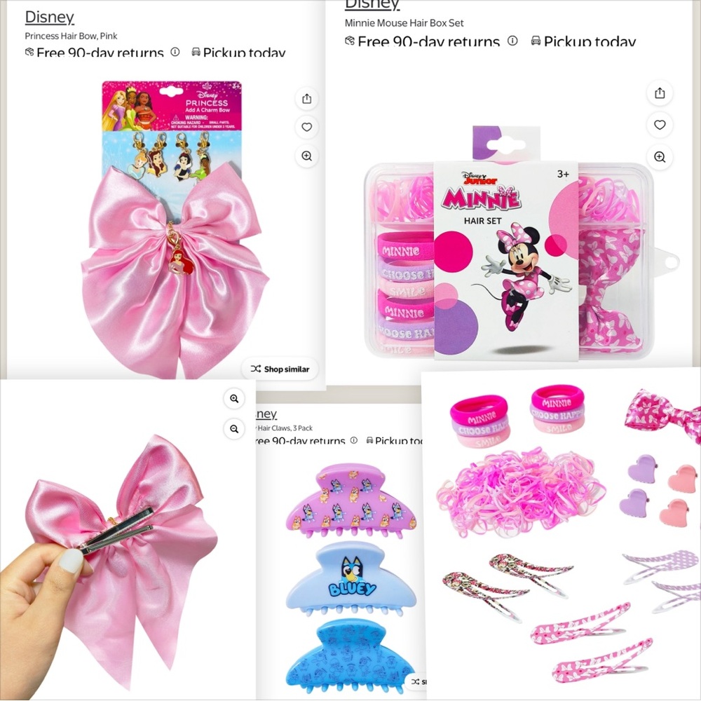 Nwt Disney Minnie Mouse. Princess and Bluey Hair Accessory bundle